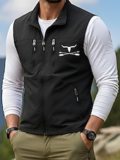 economico Gilet da Pesca per Uomo-Per uomo Gilet Gilet da pesca All'aperto Quotidiano Moda Casual Primavera Autunno Cerniera Tasca Stampato Poliestere Confortevole Mucca Monopetto Un Bottone Collo alla coreana Vestibilità regolare