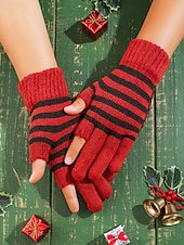 preiswerte Handschuhe für Damen-Unisex-Weihnachtsgeschenk-Touchscreen-Handschuhe, mehrfarbig, Polyestermaterial, Streifenmuster, warme Winterhandschuhe für Smartphones und Tablets, perfekt für die Weihnachtszeit