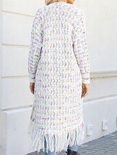 economico Cardigan Aperto-Per donna Felpa Cardigan Elegante Moda Streetwear Plaid A Coste Aperto davanti Nappa Lavorato a maglia Manica Lunga Top lunghi Maglia All&#039;aperto Quotidiano Weekend Nero Giallo Primavera Autunno