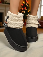 levne Sníh a zimní boty-Dámské pletené zimní boty s fleecovou podšívkou - útulné a teplé, ideální do zasněženého počasí a na outdoorové aktivity