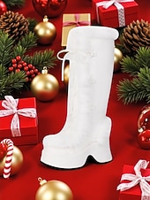 cheap Women&#039;s Christmas Shoes-Women&#039;s  Platform Christmas Boots with Faux Fur Trim - Chic Holiday Style, Perfect for Christmas Parties and Winter Celebrations