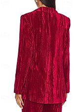 Dam Kavaj Sammetsblazers Håller värmen Bekväm Rynkad Ficka Knappar Elegant Retro Ensfärgat Formell Semester Gata Ledigt Normal Hakslag Normal Långärmad Ytterkläder Svart Vit Vin Höst Vinter billiga Damytterkläder-Dam Kavaj Sammetsblazers Håller värmen Bekväm Rynkad Ficka Knappar Elegant Retro Ensfärgat Formell Semester Gata Ledigt Normal Hakslag Normal Långärmad Ytterkläder Svart Vit Vin Höst Vinter