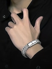 levne Pánské šperky-Pánský pletený řetízkový náramek z nerezové oceli s magnetickou sponou – moderní módní šperk pro běžné nošení, do práce i na párty