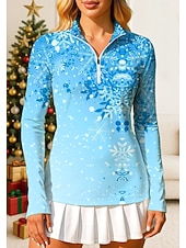 رخيصةأون قميص نسائي-نسائي التدرج سويت شيرت بولو كنزات Shirt قميص رياضي كم طويل طباعة ربع الرمز البريدي Pullover UPF50+ مقاوم للأشعة فوق البنفسجية حماية UV مطاط متنفس الكرة الطائرة تينس الغولف مرتفعة طوق بسحاب