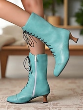 Недорогие Викторианский и Эдвардианский-Женские коричневые ботильоны из искусственной кожи в эдвардианском стиле со шнуровкой, винтажные полусапожки на среднем каблуке 1950-х годов для костюмированных выступлений, театра и повседневной носки в стиле ретро