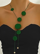 abordables Collier pour femme-Collier long à pendentif disque géométrique pour femme – bijou minimaliste moderne à superposer pour soirées élégantes, événements formels et mode quotidienne