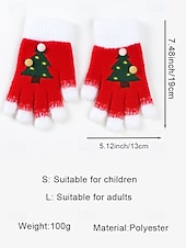  Női karácsonyi kötött kesztyű bolyhos mandzsettával és karácsonyfa mintával, meleg téli kesztyű felnőtteknek és gyerekeknek, aranyos ünnepi kiegészítő ajándék