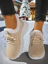 Zapatillas deportivas rojas con forro polar para mujer: zapatillas para correr cálidas y transpirables para invierno, Navidad, viajes y ropa informal. abordables Zapatos de Navidad para Mujeres-Zapatillas deportivas rojas con forro polar para mujer: zapatillas para correr cálidas y transpirables para invierno, Navidad, viajes y ropa informal.