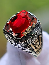 abordables Accessoires de Noël-Bague en alliage pour homme avec pierres précieuses, bijou gothique vintage avec grosse pierre, accessoire de mode multicolore, cadeau de Noël unique pour les fêtes et au quotidien