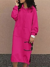 Недорогие Толстовки и платья с капюшоном-Жен. длинное платье платье макси Платье с капюшоном Повседневное платье Зимнее платье Элегантный стиль Мода Современное Повседневные на открытом воздухе Зимнее платье Свободное облегание