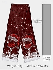 abordables Accessoires de Noël-Écharpe de Noël pour femme, châle d&#039;hiver doux avec imprimé bonnet de Père Noël, écharpe de cou confortable pour les fêtes et cadeaux festifs, plusieurs couleurs