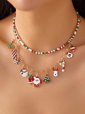 billige Halskjede for kvinner-Julekjede med sjarm til dame, flere stiler med sjarm til julenissen, snømannen og juletreet, perfekt til høytidsfester og festlige gaver.