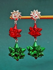abordables Boucle d&amp;#39;oreille pour femme-Boucles d'oreilles de Noël pour femmes, design festif rouge et vert avec matériau en alliage, parfaites pour les fêtes de fin d'année et les cadeaux
