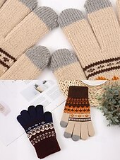 Недорогие Мужские перчатки-мужские рождественские перчатки для сенсорных экранов – теплые перчатки на флисовой подкладке с скандинавским вязаным рисунком – многоцветные варианты – идеально подходят для подарков на праздники и зимних мероприятий