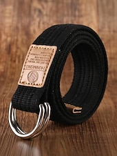 economico Cinture da uomo-cintura natalizia in tela da uomo – cintura regolabile in tessuto di cotone con cinturino in pelle e fibbia ad anello in metallo – disponibile in rosso, blu navy, nero e altri colori – elegante accessorio natalizio per uomo