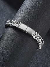 levne Pánské šperky-Pánský pletený řetízkový náramek z nerezové oceli s magnetickou sponou – moderní módní šperk pro běžné nošení, do práce i na párty