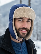 abordables Chapeaux pour hommes-Chapeau de trappeur d&#039;hiver pour homme avec cache-oreilles, casquette d&#039;aviateur doublée de sherpa chaude, chapeau de neige coupe-vent pour la chasse et le ski en plein air
