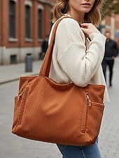 billiga Hand- och toteväskor-Dammanchesterväska, stor kapacitet, avslappnad vintage-axelväska, lättviktig shoppingväska för resor och arbete för damer