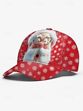 Недорогие Женские шляпы-мужская бейсболка с рождественским принтом Санты, регулируемая красная шапка со снежинками, праздничный зимний аксессуар для праздничных вечеринок и ношения на открытом воздухе