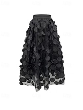 preiswerte Partykleider-Damen Elegant Vintage Mode Midi Mittlere Taille Röcke Tupfen Einfach Patchwork Blume Geschichtet Unelastisch Täglich Straße Amethyst Aprikose Schwarz Rote Herbst
