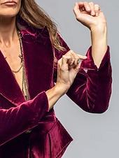 economico Blazer e Completi-Per donna Blazer Blazer di velluto Confortevole Tasca Moda Semplice Feste Festa / Sera Casuale Corto Regolare Collo ripiegato Vestibilità regolare Manica Lunga Capispalla blu navy Nero Vino Primavera