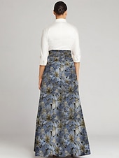 levne Délka podlahy-A-Linie Na zem Košilové šaty Šaty pro svatební hosty Formální šaty Šaty pro matku nevěsty Dlouhý rukáv Košilový límec Elegantní Vinobraní Formální Strečová látka s Mašle Barevné bloky