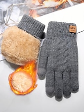 Недорогие Мужские перчатки-Мужские перчатки для сенсорных экранов с флисовой подкладкой, теплые и уютные вязаные перчатки для зимы, идеальный рождественский подарок