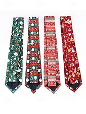 abordables Cravates et nœuds papillon pour hommes-Cravates de Noël pour hommes – cravates de vacances amusantes et festives avec Père Noël, rennes, arbres et flocons de neige, parfaites pour les fêtes de Noël, les cadeaux et les célébrations saisonnières