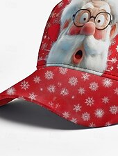 Недорогие Женские шляпы-мужская бейсболка с рождественским принтом Санты, регулируемая красная шапка со снежинками, праздничный зимний аксессуар для праздничных вечеринок и ношения на открытом воздухе