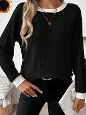 Χαμηλού Κόστους Απλή μπλούζα-Γυναικεία Μπλούζα Κουρελού Συμπαγές Χρώμα Στυλάτο Καθημερινό Μακρυμάνικο Στρογγυλή Ψηλή Λαιμόκοψη Κανονικά μπλουζάκια Καθημερινά Μαύρο Ανθισμένο Ροζ Φούξια Γκρίζο Άνοιξη Φθινόπωρο Χειμώνας