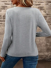 ieftine tricou simplu-Pentru femei Topuri imbracate Buzunar Culoare solidă Simplu Elegant femei Stilat Manșon Lung În V Topuri obișnuite Zilnic Muncă Ieșire Negru Alb Roz Îmbujorat Trifoi Kaki Toamnă Iarnă