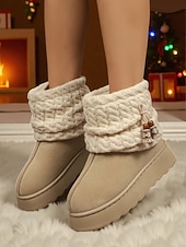 levne Sníh a zimní boty-Dámské pletené zimní boty s fleecovou podšívkou - útulné a teplé, ideální do zasněženého počasí a na outdoorové aktivity