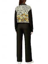cheap Tracksuits-Women's Sweatshirt Tracksuit 2 Piece Tracksuit Drawstring Pocket Floral Athletic Clothing Set Clothing Suit Fall Winter Black Vocation Outdoor Travel Lightweight Fashion Long Sleeve Sport Activewear