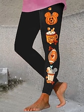 cheap Graphic Leggings-Women's Leggings Vacation Vintage Fashion Ankle-Length High Waist Graphic Pumpkin Printing Soft Breathable Stretchy Formal Outdoor Vacation rice white Orange Brown Spring Fall Winter Slim Fit