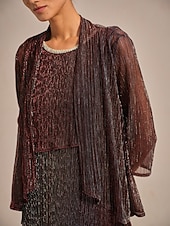  Dam Axelryckningar Plisserad Volang Glitter Elegant party Stylish Skorstenskrage Vanliga toppar Kvällsfest Bröllopsgäst Vin Sommar Vår Höst