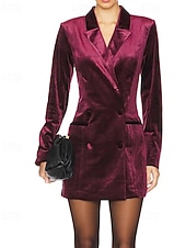 economico Blazer e Completi-Per donna Mini Abito Abito in Velluto Vestito da Festa Abito da Cocktail Abito blazer Elegante Moda Festa serale Feste Cocktail party Vestibilità regolare Semplice Manica Lunga Colletto a Camicia