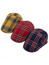 abordables Chapeaux pour femmes-Casquette plate en coton tartan pour homme, idéale pour Noël – plusieurs coloris disponibles, élégante et confortable, parfaite pour les tenues de fêtes.