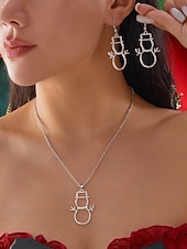 お買い得  レディースネックレス-女性用ピンクのクリスマスツリージュエリーセット、ゴールドトーンのエナメルネックレスとイヤリング、冬のパーティーやギフトに最適なホリデーアクセサリー &amp;衣装