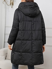 cheap Winter Coats-Women&#039;s Parka Comfortable Breathable Zipper Pocket Casual Plain Vacation Street Casual Daily Wear Zipper Long Hooded Regular Fit Long Sleeve Outerwear Black Red Khaki Spring Fall