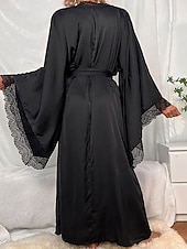 Χαμηλού Κόστους Γυναικεία Πιτζάμες Onesies-Γυναικεία Πυτζάμες Σαλόνια Νυχτικιά Ολόσωμες Φόρμες Ζεστό Μοντέρνα Σέξι Μονόχρωμες Σατέν Μεταξωτές Πιτζάμες Πιτζάμες Κορδόνι Δαντέλα Σπίτι Μακρυμάνικο Λαιμόκοψη V