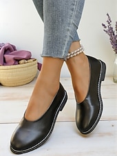 cheap Women&#039;s Flats-Women&#039;s Burgundy Faux Leather Round Toe Flats with Low Heel, Comfortable Casual Dress Shoes for Work, Office &amp; Everyday Wear