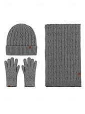 economico Cappelli da donna-Set unisex di cappello, sciarpa e guanti natalizi con guanti touchscreen, vari colori, perfetto per la moda invernale e come regalo per le feste