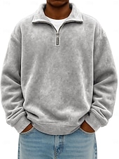 Herren Pullover Sweatshirt Reißverschluss-Polo Urlaub Straße Reißverschluss Langarm Mode Basic Einfarbig Einfach Mode Herbst Frühling & Herbst Ganzjahres Bequeme Passform Schwarz Rosa Armeegrün preiswerte Klassisches Poloshirt für Herren-Herren Pullover Sweatshirt Reißverschluss-Polo Urlaub Straße Reißverschluss Langarm Mode Basic Einfarbig Einfach Mode Herbst Frühling & Herbst Ganzjahres Bequeme Passform Schwarz Rosa Armeegrün
