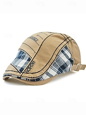 abordables Accessoires de Noël-Casquette plate à carreaux en coton pour homme, chapeau gavroche vintage en lierre avec coupe ajustable, cadeau de Noël élégant pour les tenues décontractées et les voyages en plein air