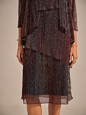  Dam Axelryckningar Plisserad Volang Glitter Elegant party Stylish Skorstenskrage Vanliga toppar Kvällsfest Bröllopsgäst Vin Sommar Vår Höst