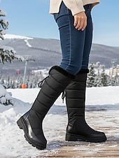 abordables Bottes de neige et d'hiver-Bottes d'hiver blanches imperméables pour femmes, montantes jusqu'aux genoux – bottes de neige chaudes et rembourrées pour le froid, les activités de plein air et le style décontracté