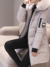 preiswerte Steppjacken-Damen Wintermantel Daunenjacke Warm Bequem Reißverschluss Tasche Lässig Einfarbig Urlaub Alltagskleidung Ausgehen Wochenende Lang Mit Kapuze Normale Passform Langarm Oberbekleidung Schwarz Weiß Rosa