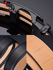 baratos Cintos Masculinos-cinto masculino de couro genuíno com fivela automática, cós elegante e ajustável em várias cores, acessório durável para negócios e casual, presente de Natal perfeito