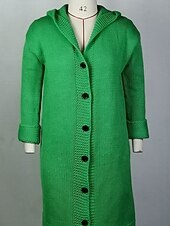 abordables Cárdigans y prendas de abrigo-Mujer Pulóveres Cárdigan Elegante Moda Ropa de calle Color sólido Con Capucha Retazos Botones De Punto Manga Larga Tops largos Tejer Exterior Diario Noche Negro Amarillo Otoño Invierno