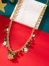 billige Halskjede for kvinner-Julekjede med sjarm til dame, flere stiler med sjarm til julenissen, snømannen og juletreet, perfekt til høytidsfester og festlige gaver.